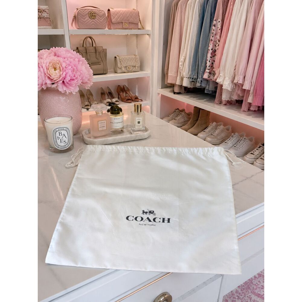 Coach White Drawstring Logo Dust Bag NEW Timeless Classic Travel